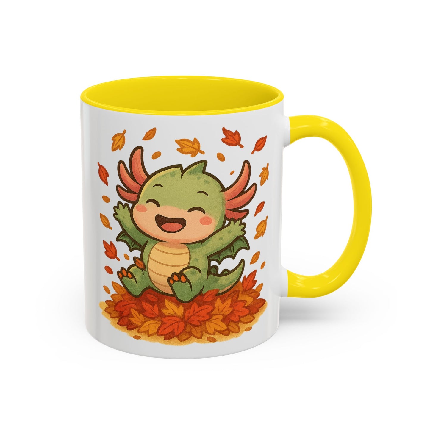 Fall-themed Dragon Accent Coffee Mug - Cute Autumn Design, Perfect for Gifts, Seasonal Decor, Cozy Vibes, Kids & Adults