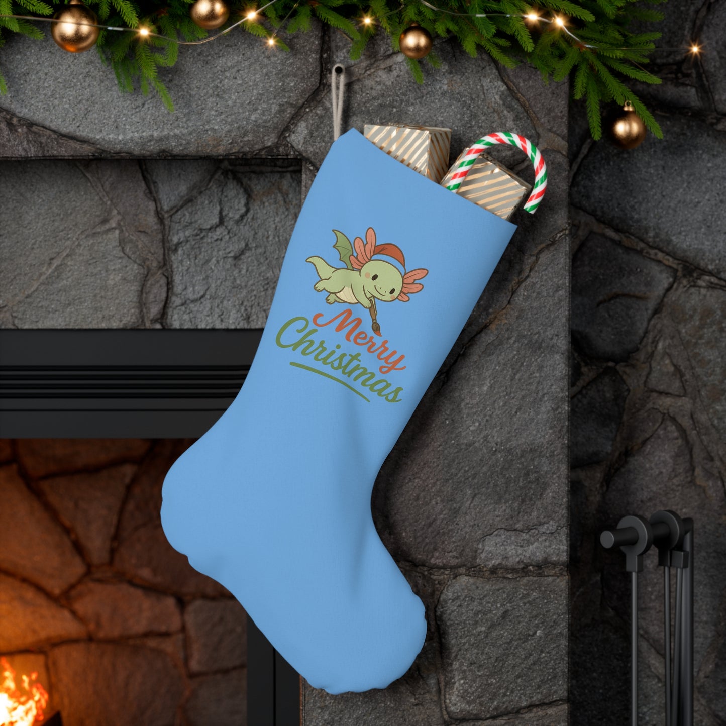 Merry Christmas Axel Santa Stocking, Merry Christmas Holiday Decor, Festive Home Accessory, Christmas Gift, Winter Celebration Decoration