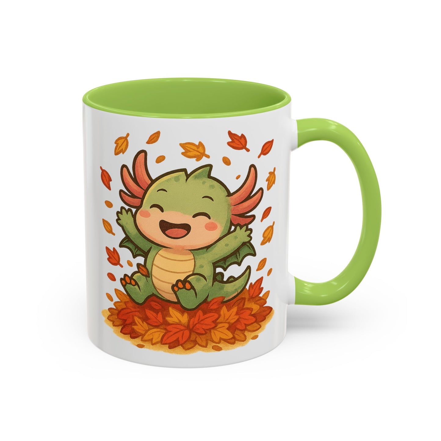 Fall-themed Dragon Accent Coffee Mug - Cute Autumn Design, Perfect for Gifts, Seasonal Decor, Cozy Vibes, Kids & Adults