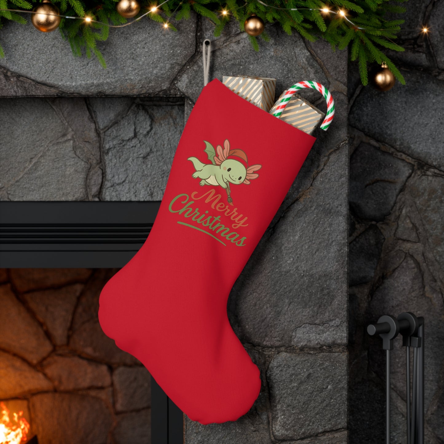 Merry Christmas Axel Santa Stocking, Merry Christmas Holiday Decor, Festive Home Accessory, Christmas Gift, Winter Celebration Decoration
