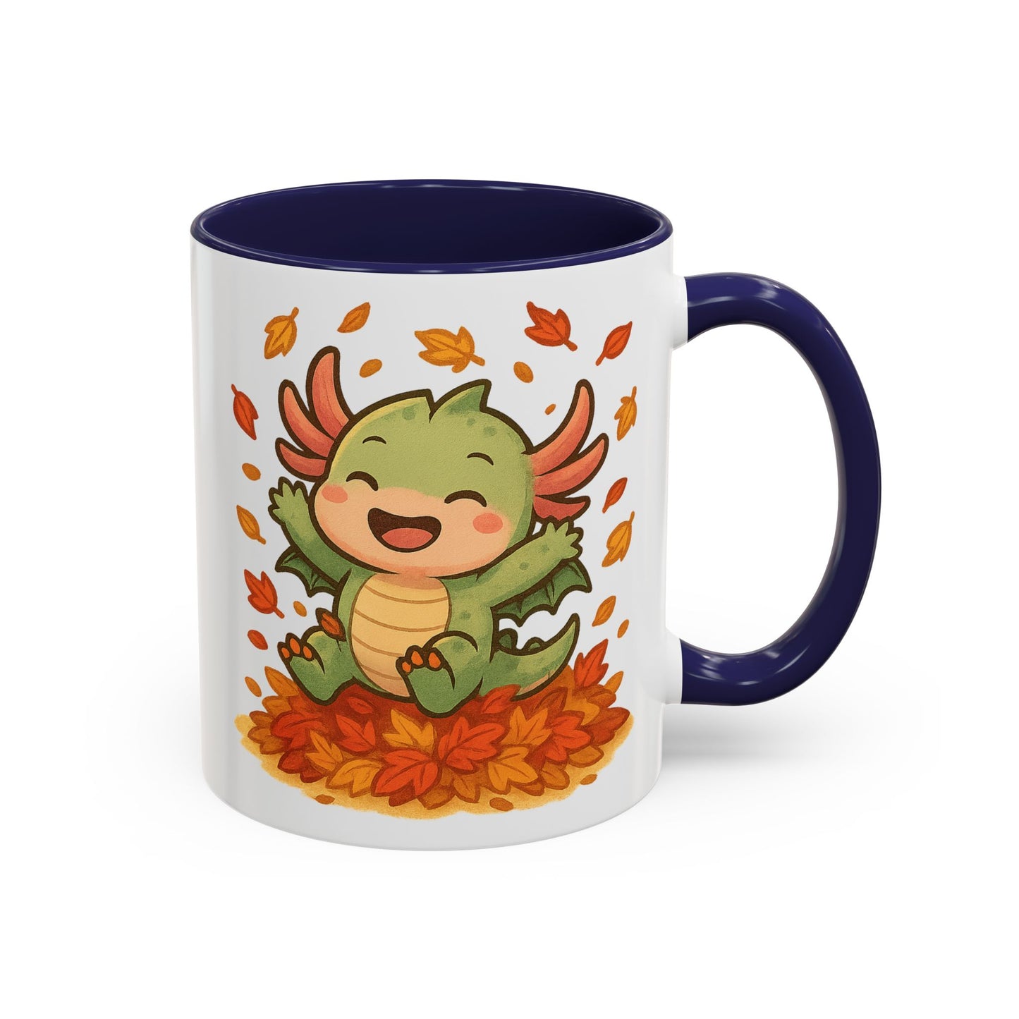 Fall-themed Dragon Accent Coffee Mug - Cute Autumn Design, Perfect for Gifts, Seasonal Decor, Cozy Vibes, Kids & Adults