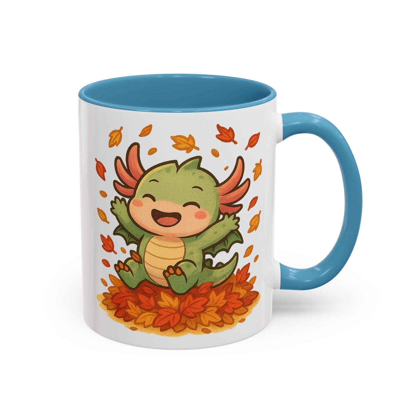 Fall-themed Dragon Accent Coffee Mug - Cute Autumn Design, Perfect for Gifts, Seasonal Decor, Cozy Vibes, Kids & Adults