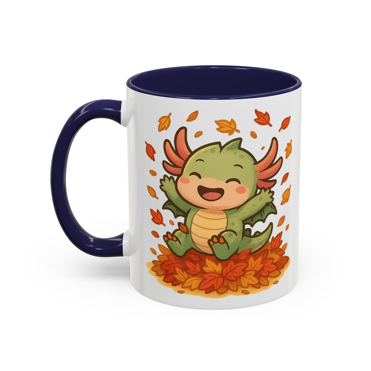 Fall-themed Dragon Accent Coffee Mug - Cute Autumn Design, Perfect for Gifts, Seasonal Decor, Cozy Vibes, Kids & Adults