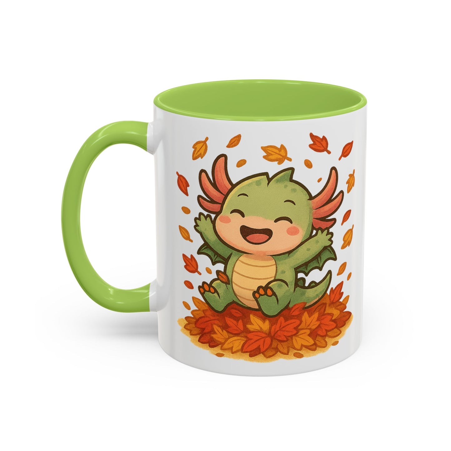 Fall-themed Dragon Accent Coffee Mug - Cute Autumn Design, Perfect for Gifts, Seasonal Decor, Cozy Vibes, Kids & Adults