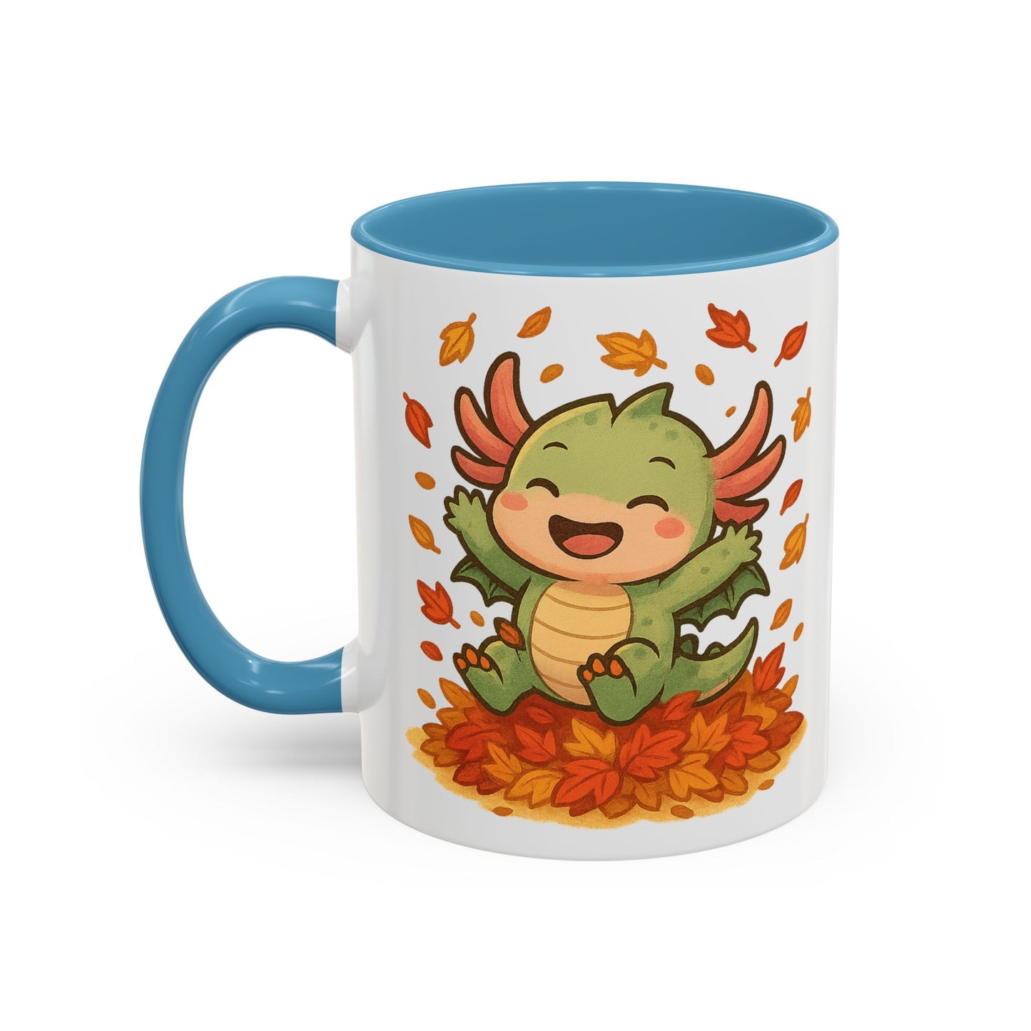 Fall-themed Dragon Accent Coffee Mug - Cute Autumn Design, Perfect for Gifts, Seasonal Decor, Cozy Vibes, Kids & Adults