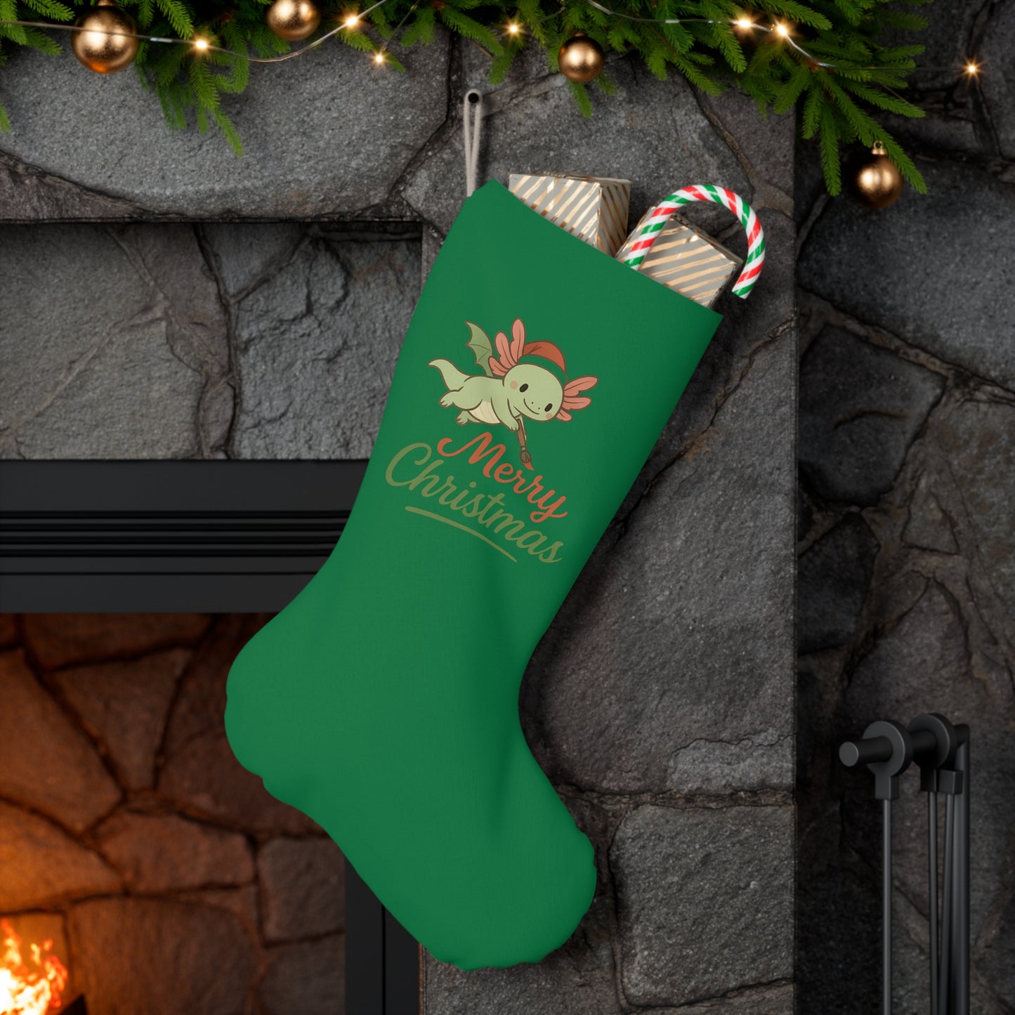 Merry Christmas Axel Santa Stocking, Merry Christmas Holiday Decor, Festive Home Accessory, Christmas Gift, Winter Celebration Decoration
