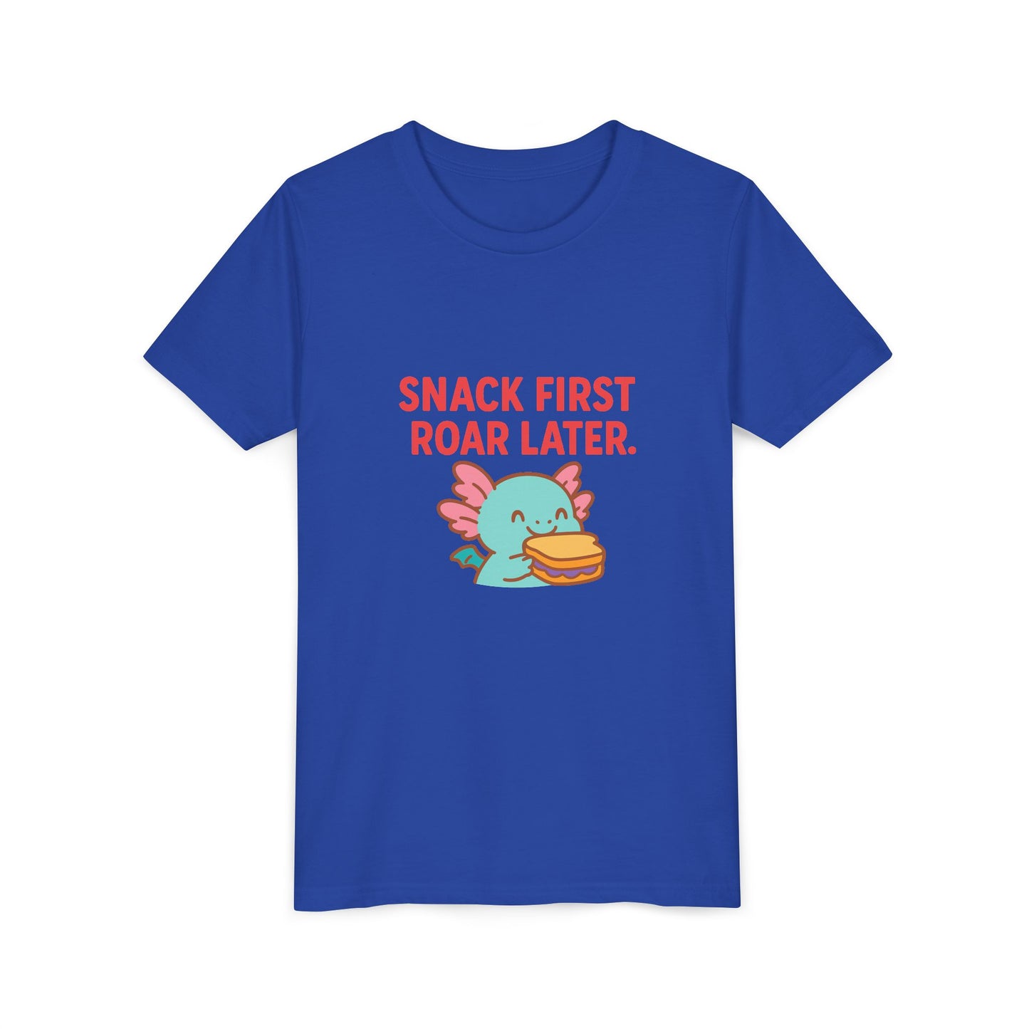 Snack first, Roar Later Slogan Short Sleeve Tee