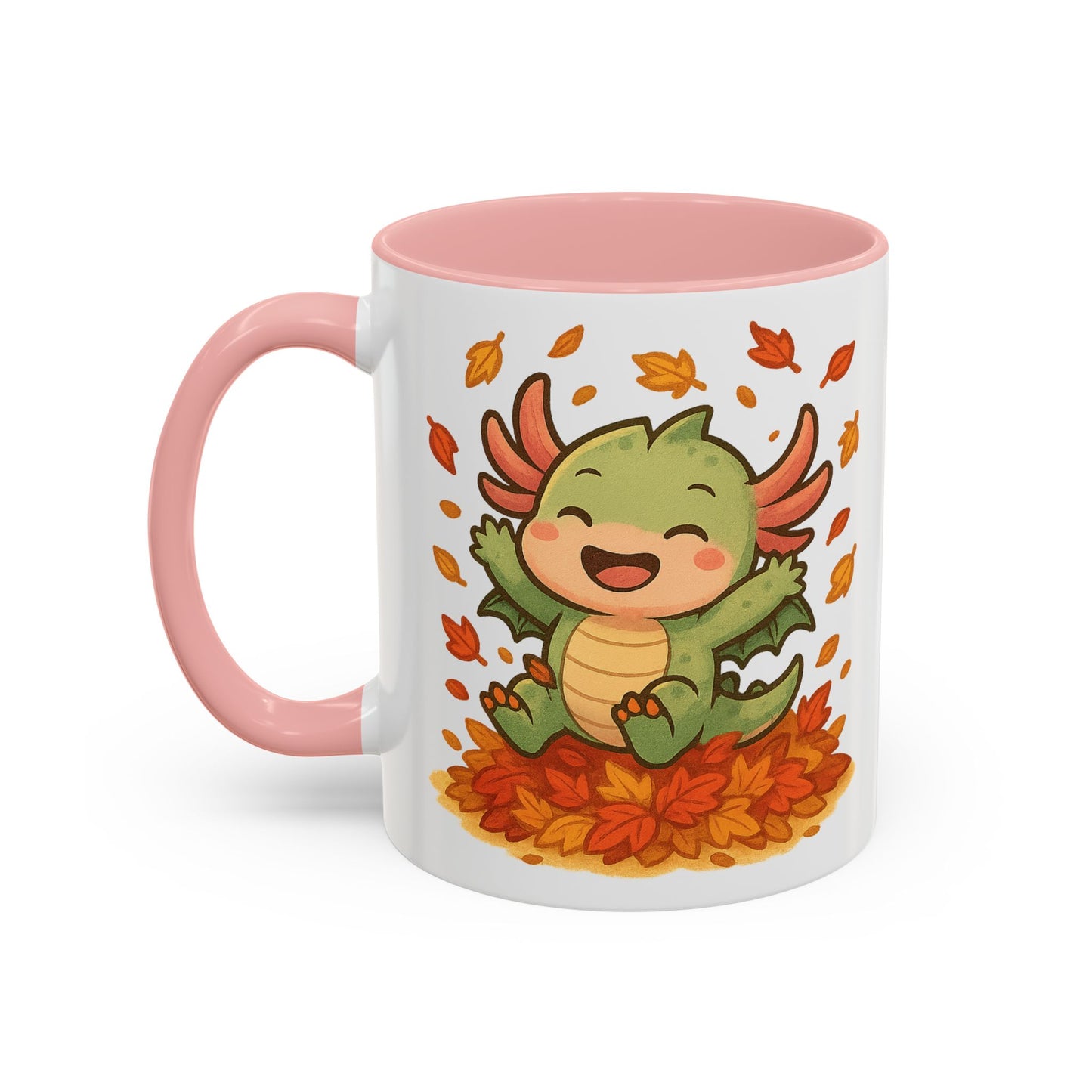 Fall-themed Dragon Accent Coffee Mug - Cute Autumn Design, Perfect for Gifts, Seasonal Decor, Cozy Vibes, Kids & Adults
