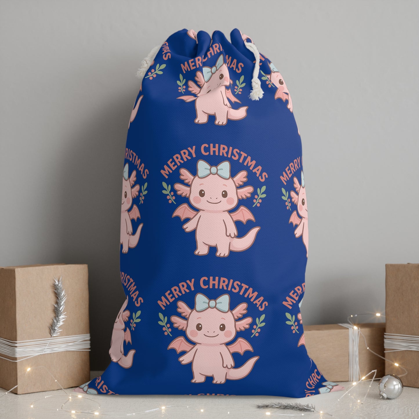 Christmas Lottie Gift Sack with Cute Holiday Design, Merry Christmas Ideas, Santa Delivery Bag, Festive Storage, Christmas Decor