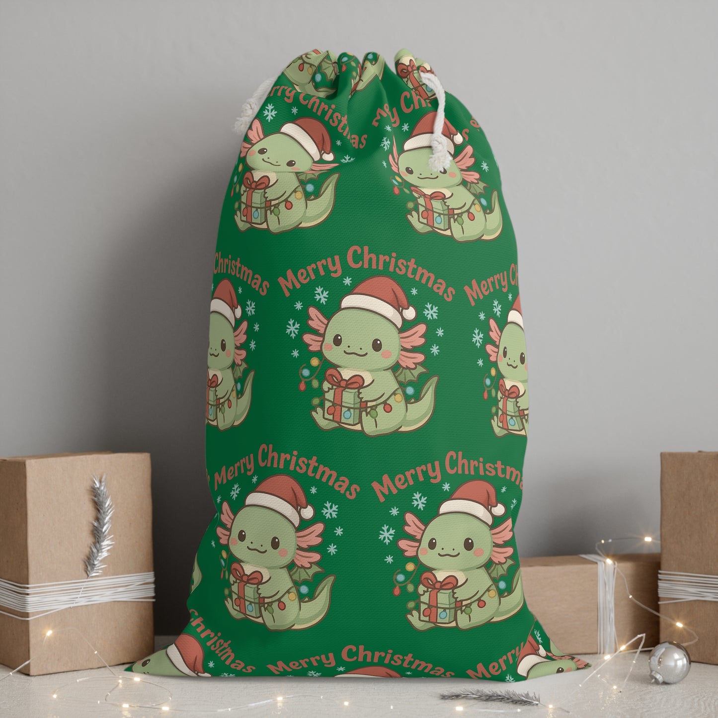 Christmas Axel Gift Sack with Cute Holiday Design, Merry Christmas Ideas, Santa Delivery Bag, Festive Storage, Christmas Decor