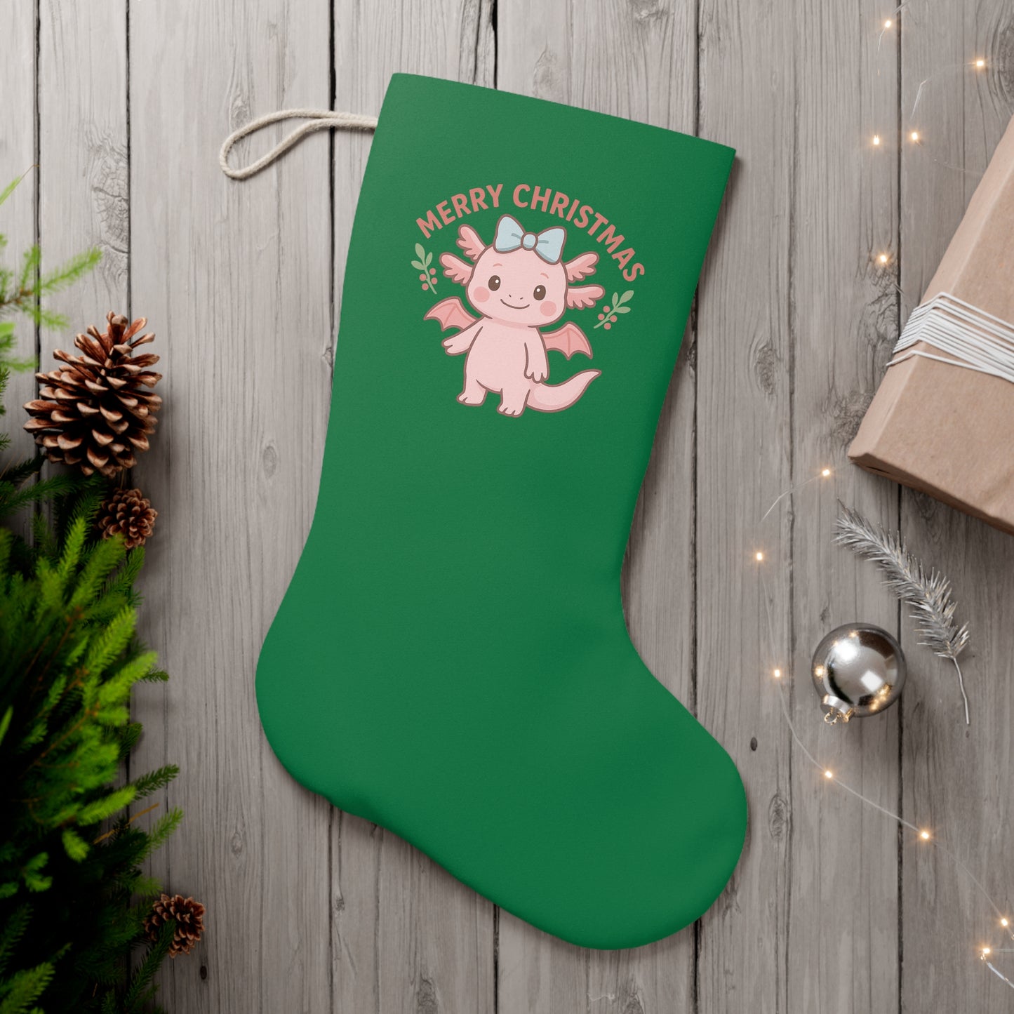 Merry Christmas Lottie Stocking, Merry Christmas Holiday Decor, Festive Home Accessory, Christmas Gift, Winter Celebration Decoration