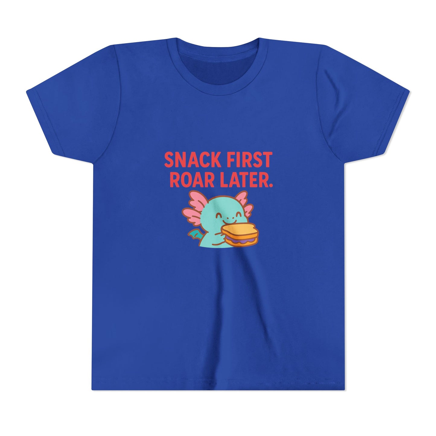 Snack first, Roar Later Slogan Short Sleeve Tee