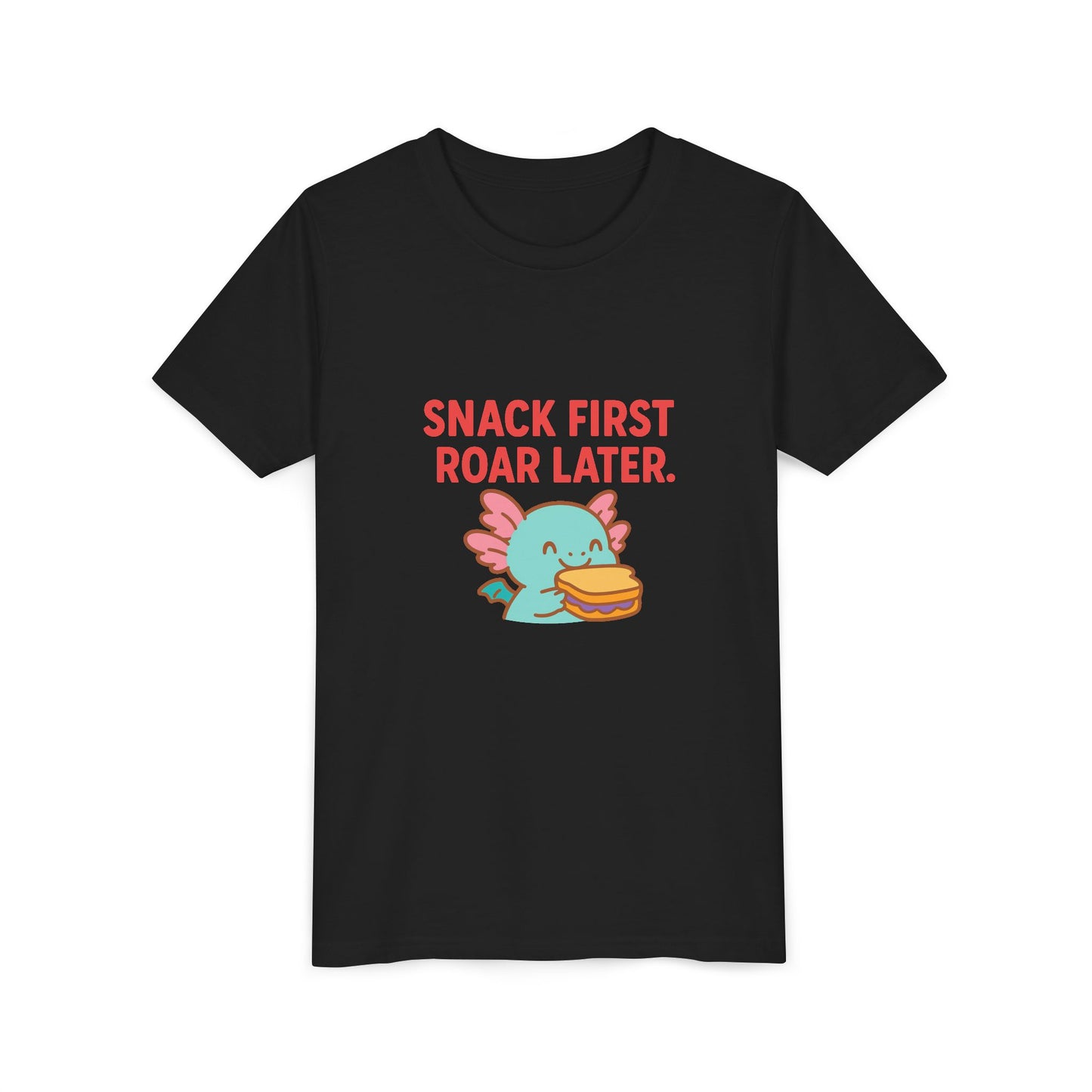 Snack first, Roar Later Slogan Short Sleeve Tee