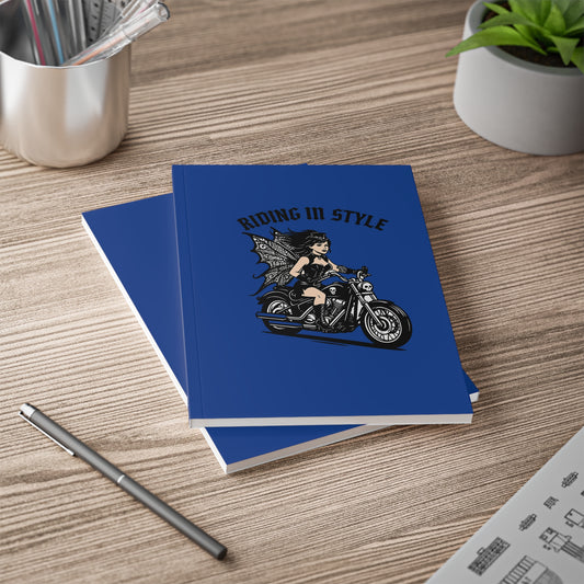 Motorcycle Fairy Softcover Notebook | Riding In Style A5 Journal for Bikers, Gifts for Riders, Travel Diary, Sketchbook, Writing Journal
