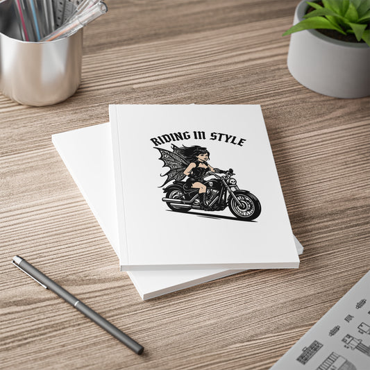 Motorcycle Fairy Softcover Notebook | Riding In Style A5 Journal for Bikers, Gifts for Riders, Travel Diary, Sketchbook, Writing Journal