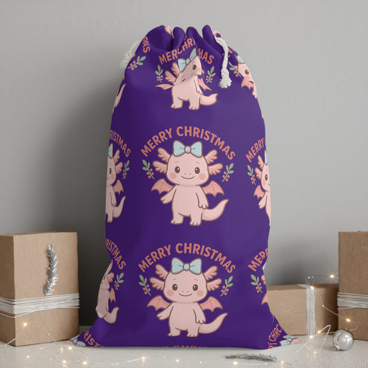 Christmas Lottie Gift Sack with Cute Holiday Design, Merry Christmas Ideas, Santa Delivery Bag, Festive Storage, Christmas Decor