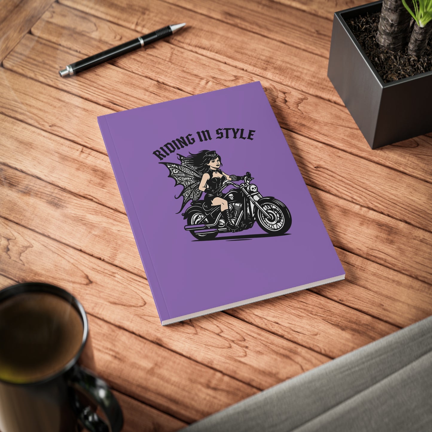Motorcycle Fairy Softcover Notebook | Riding In Style A5 Journal for Bikers, Gifts for Riders, Travel Diary, Sketchbook, Writing Journal