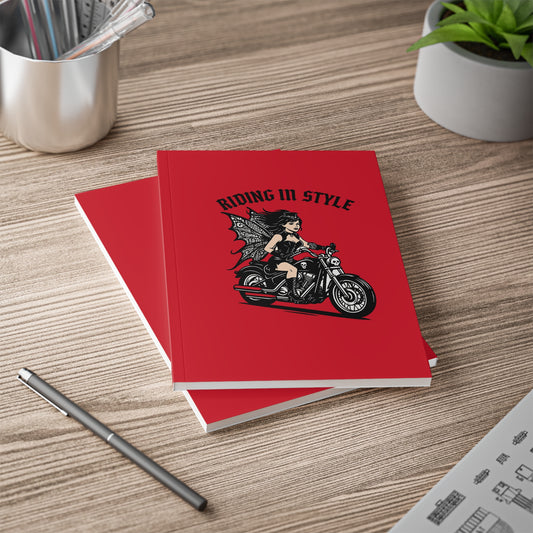 Motorcycle Fairy Softcover Notebook | Riding In Style A5 Journal for Bikers, Gifts for Riders, Travel Diary, Sketchbook, Writing Journal