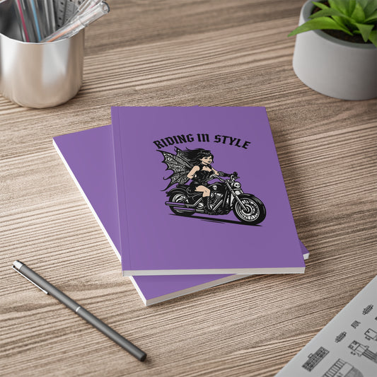 Motorcycle Fairy Softcover Notebook | Riding In Style A5 Journal for Bikers, Gifts for Riders, Travel Diary, Sketchbook, Writing Journal